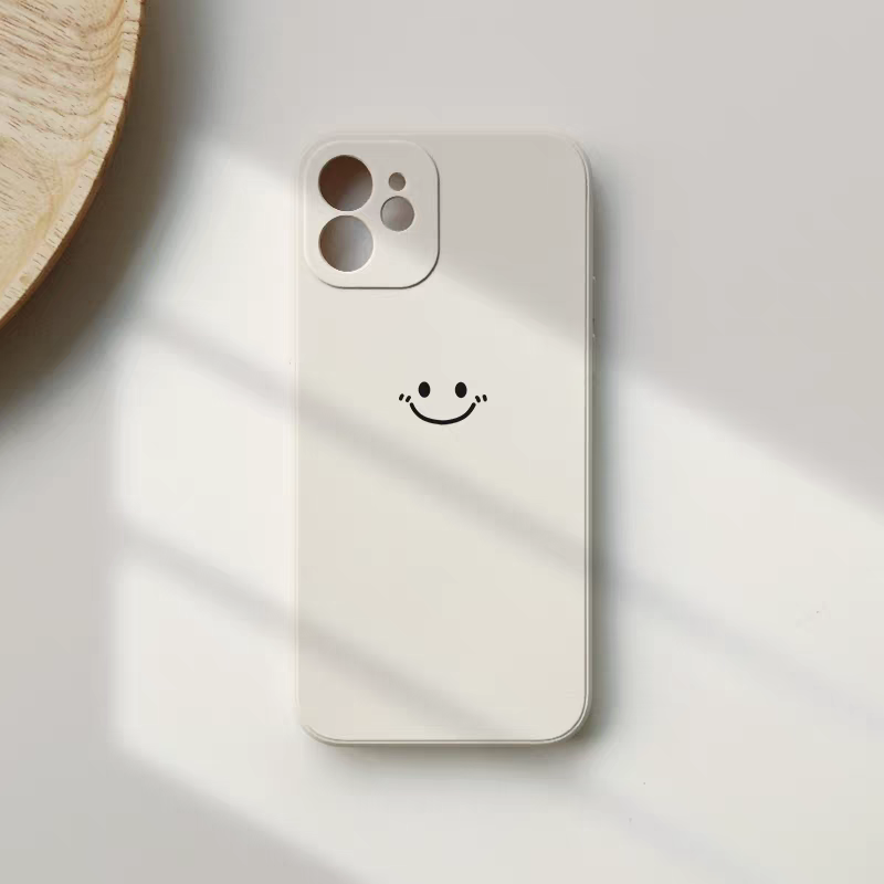 Silicone Liquid Case - Minimalist Smiley Print Phone Case For