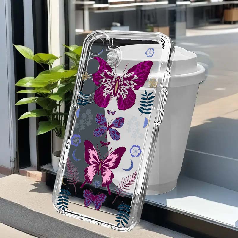Phone Cases A14 Samsung - Purple Butterfly Graphic Phone Case For
