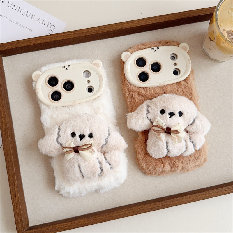 3D Cartoon Bowknot Puppy Warm  - Phone Cases For Iphone 15 ulasan dan harga