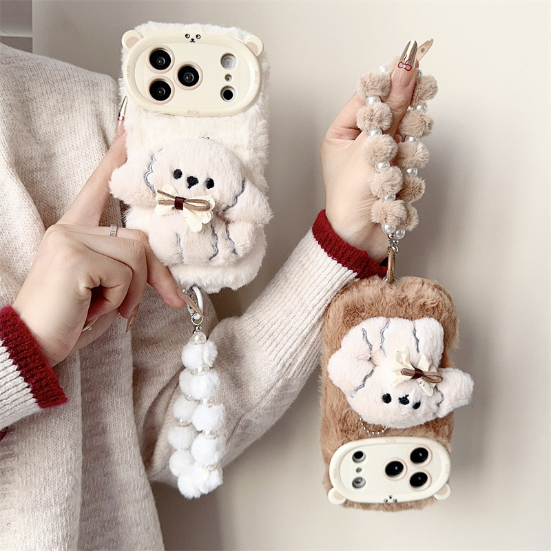 3D Cartoon Bowknot Puppy Warm  - Phone Cases For Iphone 15 ulasan dan harga