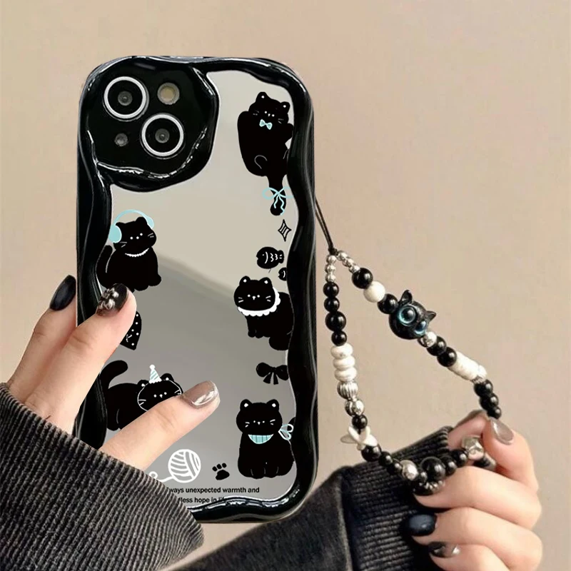 Cute Black Cat Chain Phone Cas - Phone Cases Motorola Edge 2025 ulasan dan harga