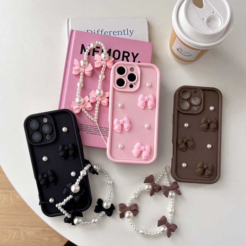 Bow Pearl Chain Rope Phone Cas - Phone Cases Motorola Edge 2025 ulasan dan harga