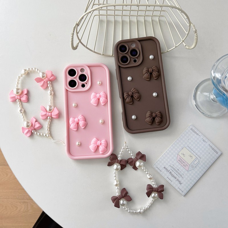 Bow Pearl Chain Rope Phone Cas - Phone Cases Motorola Edge 2025 ulasan dan harga
