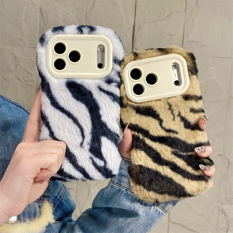 Luxury Zebra Pattern Fluffy Pl - Phone Cases For Iphone 15 ulasan dan harga