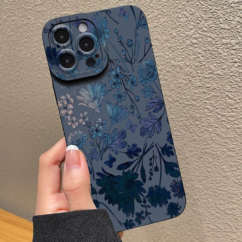 Gray Base Blue-Purple Floral P - Phone Cases Mous ulasan dan harga
