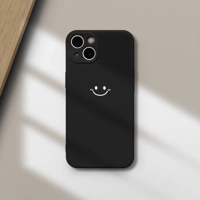 Minimalist Smiley Print Phone  - Silicone Liquid Case ulasan dan harga