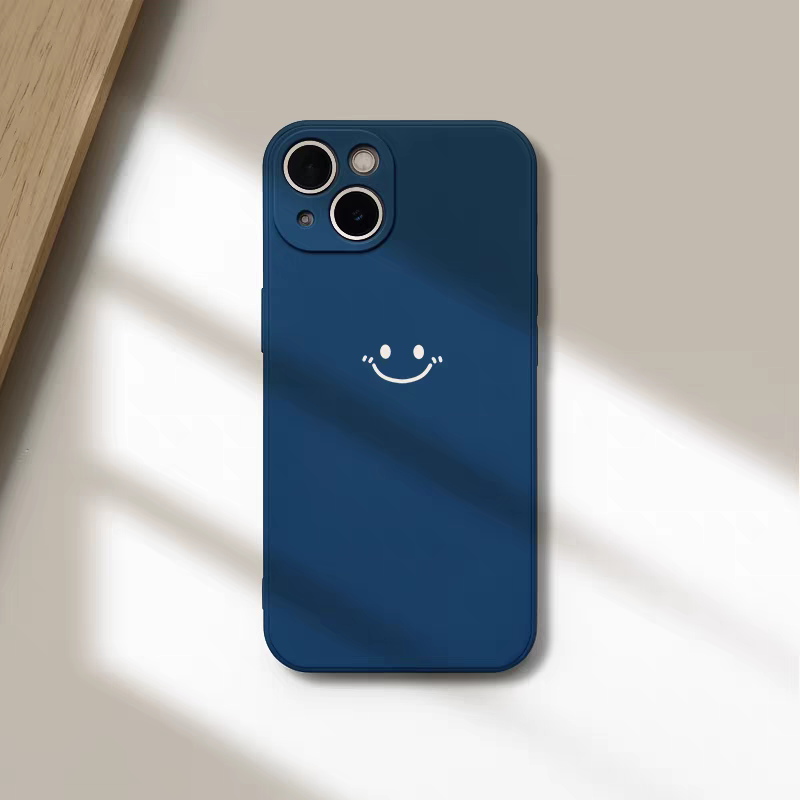 Minimalist Smiley Print Phone  - Silicone Liquid Case ulasan dan harga