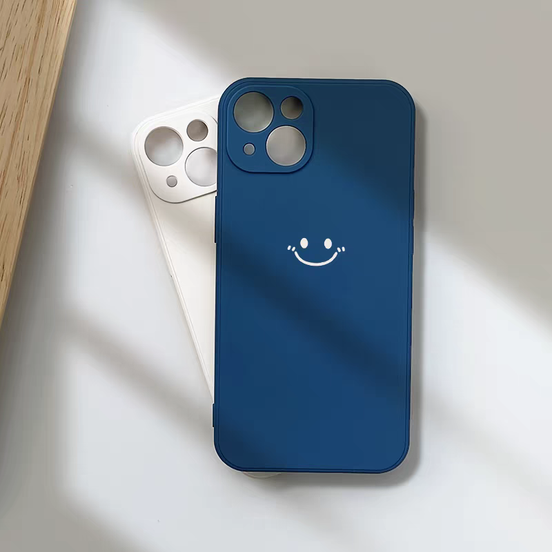 Minimalist Smiley Print Phone  - Silicone Liquid Case ulasan dan harga