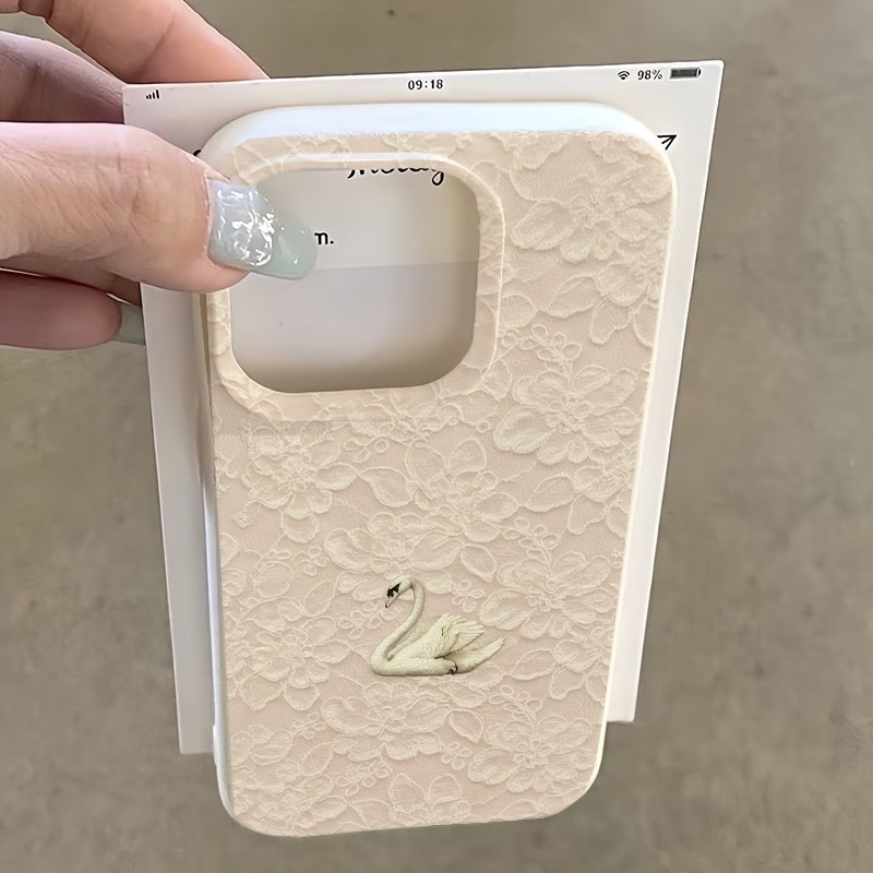 Lace Swan Pattern Lychee Textu - Phone Cases Iphone 17 Pro ulasan dan harga