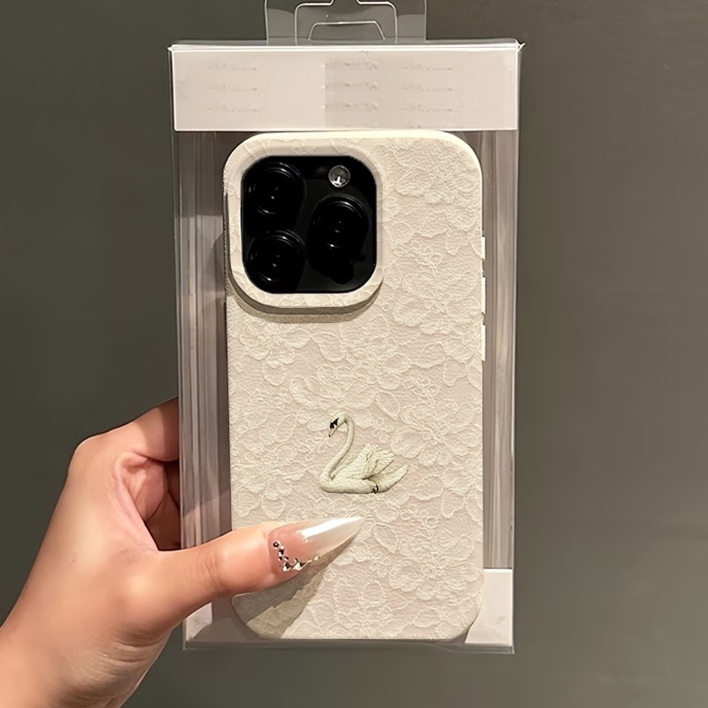Lace Swan Pattern Lychee Textu - Phone Cases Iphone 17 Pro ulasan dan harga