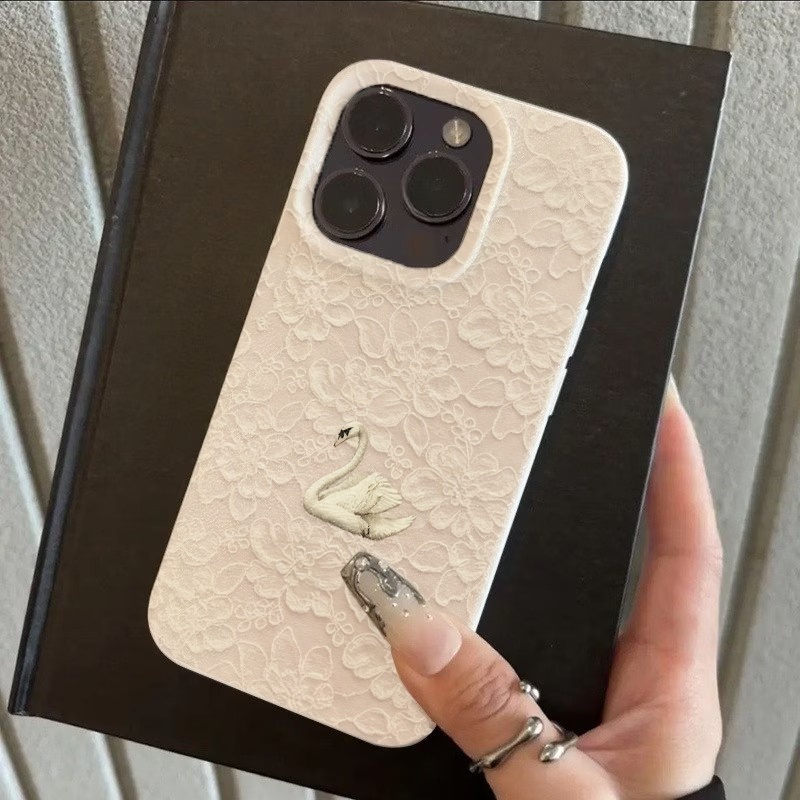 Lace Swan Pattern Lychee Textu - Phone Cases Iphone 17 Pro ulasan dan harga