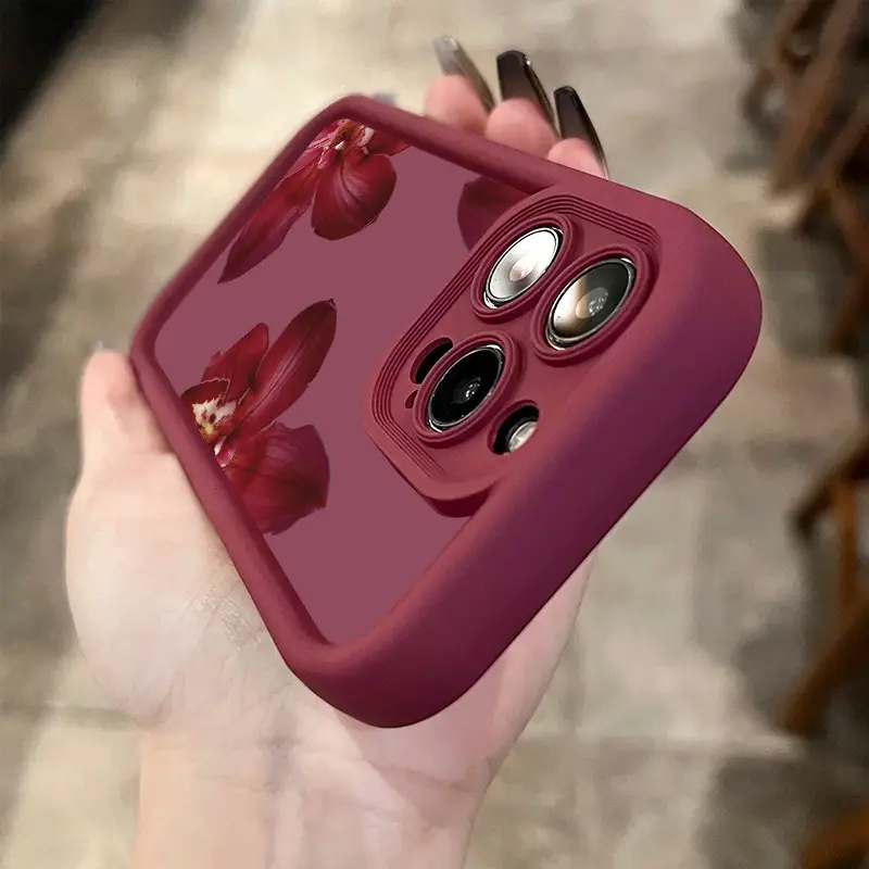 Wine Red Orchid Flower Pattern - Phone Cases Mous ulasan dan harga