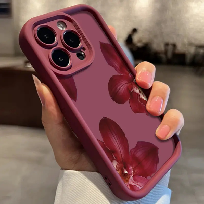 Wine Red Orchid Flower Pattern - Phone Cases Mous ulasan dan harga