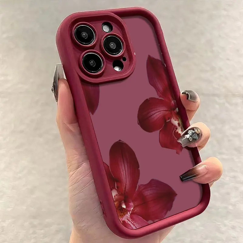 Wine Red Orchid Flower Pattern - Phone Cases Mous ulasan dan harga